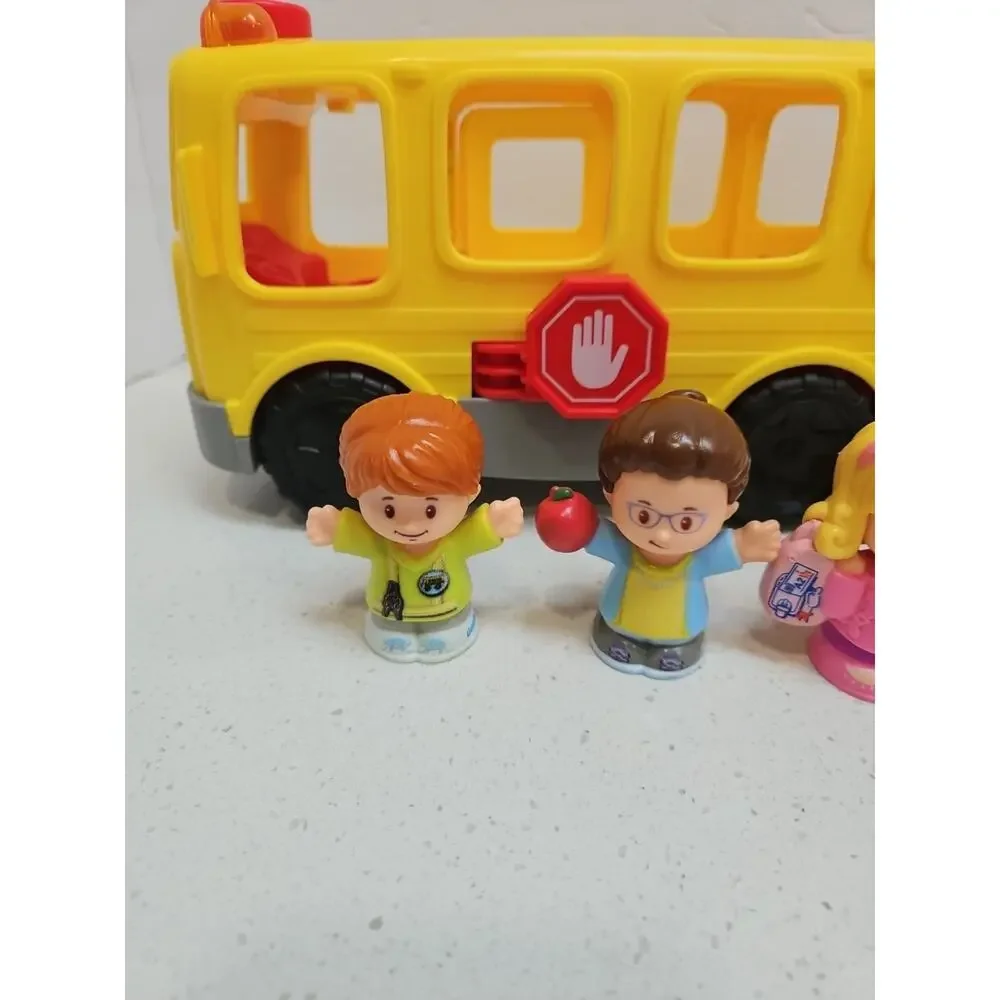 Fisher Price Little People Sit with Me School Bus 5 Figures Lights/Sounds‎ Works